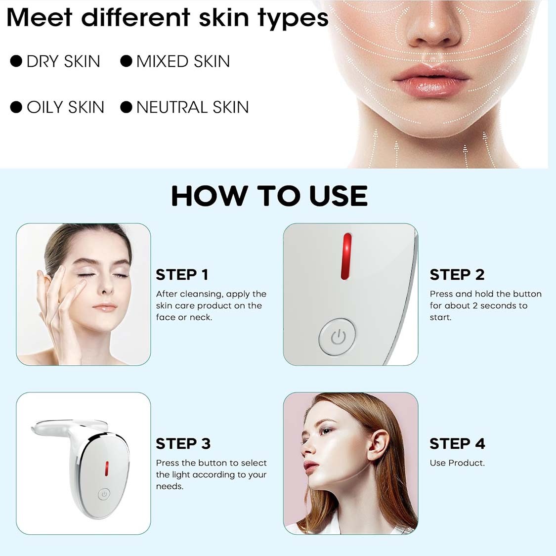 7 Color LED Therapy Facial Wand - ILLUMEW